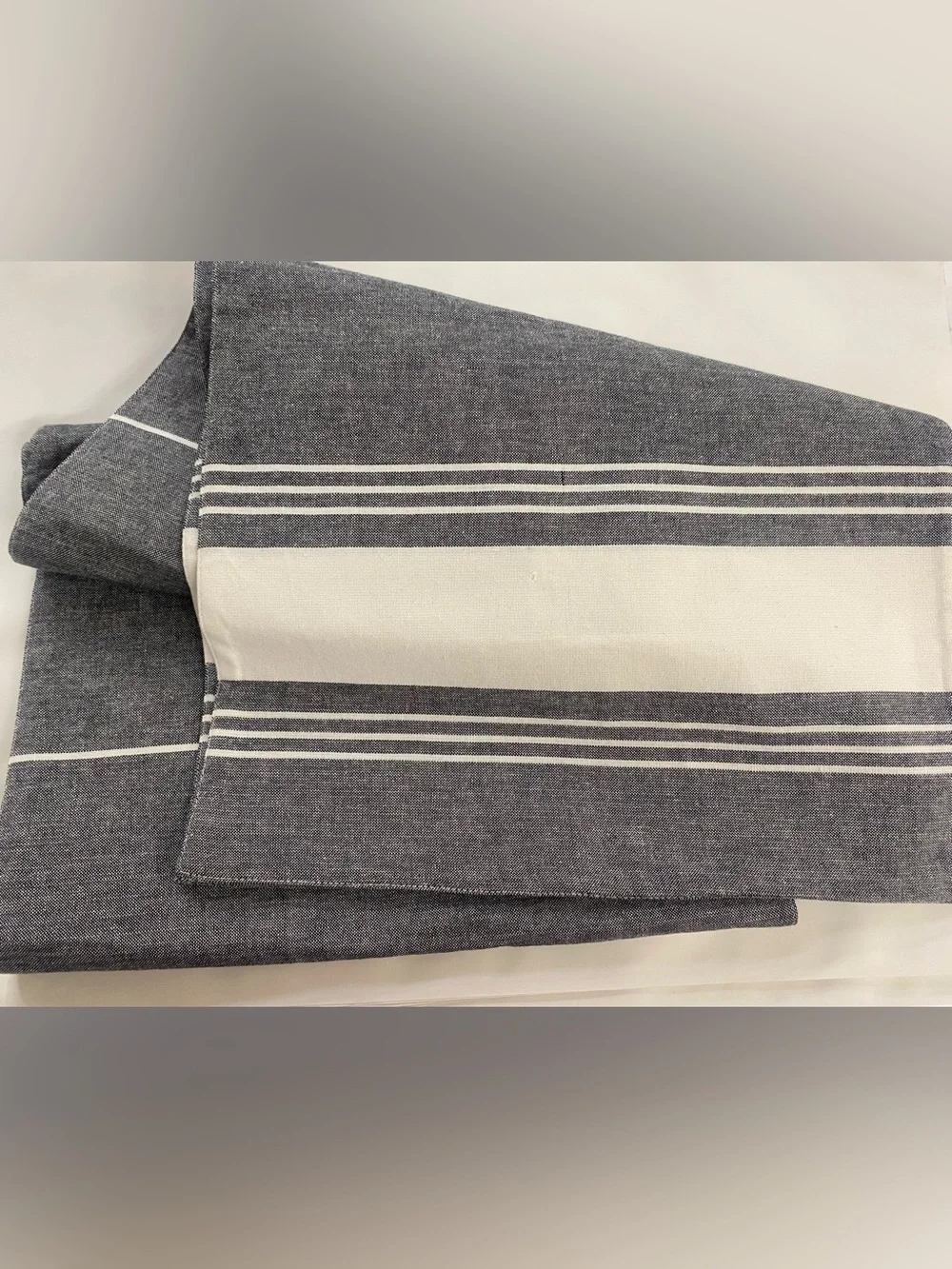 Gray And White Striped Table Runner, 100% Cotton Contemporary Table Linen